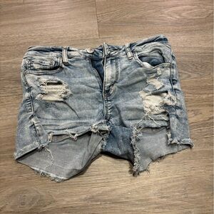 American Eagle Outfitters Light Blue Distressed Jean Shorts